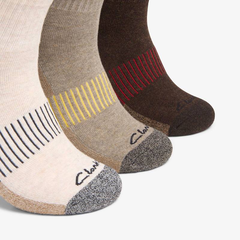 クラークス 3 Pack Ankle Sport Sock ブラウン | CLKS-84195