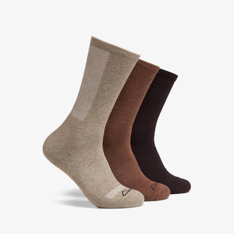 クラークス 3 Pack Sport Crew Sock カーキ | CLKS-84169