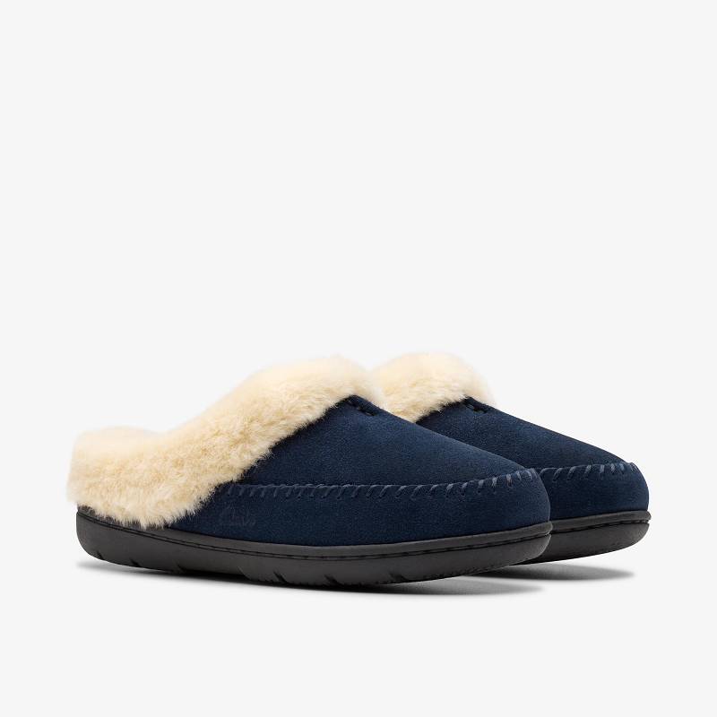 クラークス Camelae Shine Slippers ネイビー | CLKS-84677