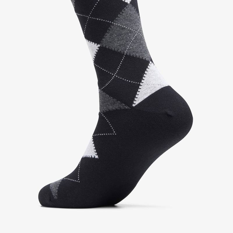 クラークス Mens Argyle Sock 黒 白 | CLKS-84185