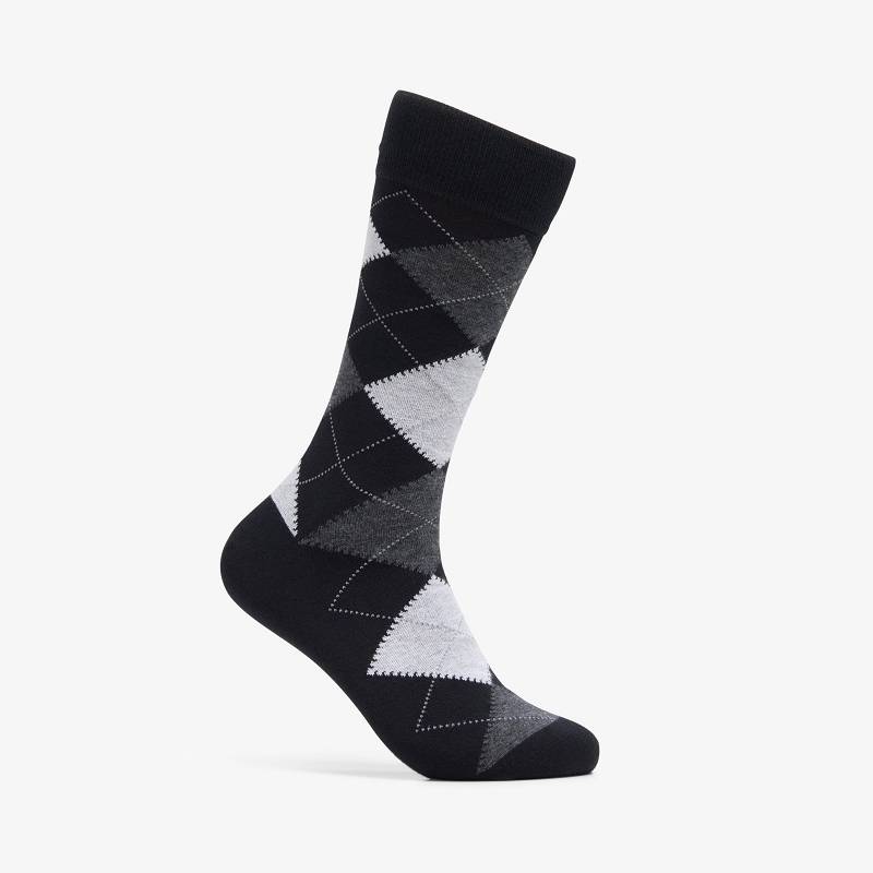 クラークス Mens Argyle Sock 黒 白 | CLKS-84185