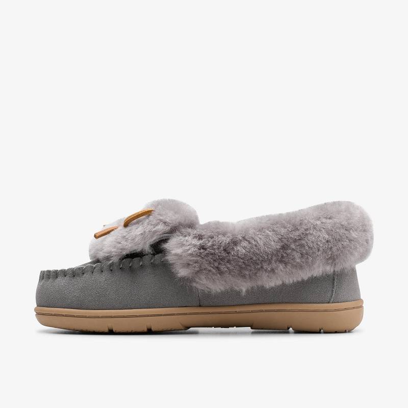 クラークス Roll Mocc Slippers グレー | CLKS-84675