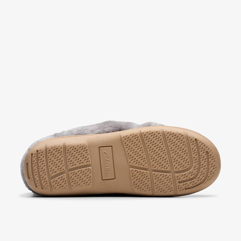 クラークス Roll Mocc Slippers グレー | CLKS-84675