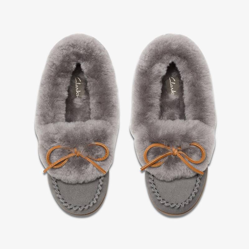 クラークス Roll Mocc Slippers グレー | CLKS-84675