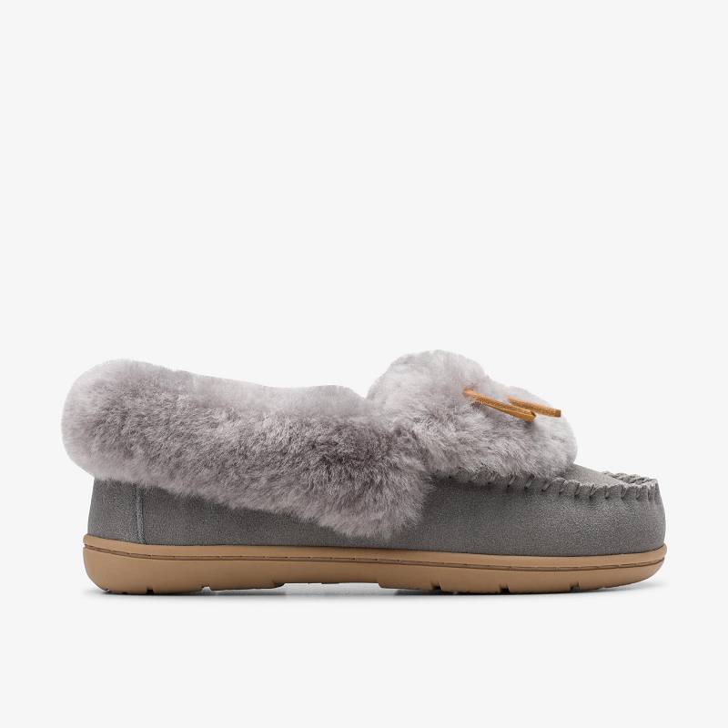 クラークス Roll Mocc Slippers グレー | CLKS-84675