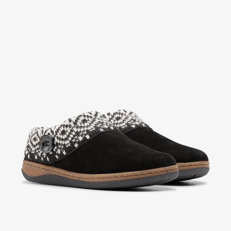 クラークス Willowdean Sweater Slippers 黒 | CLKS-84670