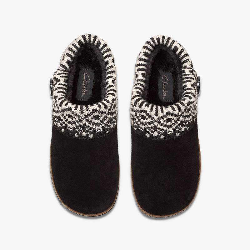 クラークス Willowdean Sweater Slippers 黒 | CLKS-84670