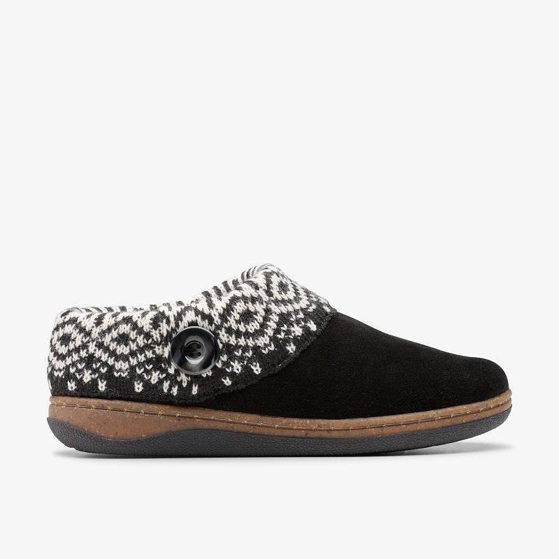 クラークス Willowdean Sweater Slippers 黒 | CLKS-84670
